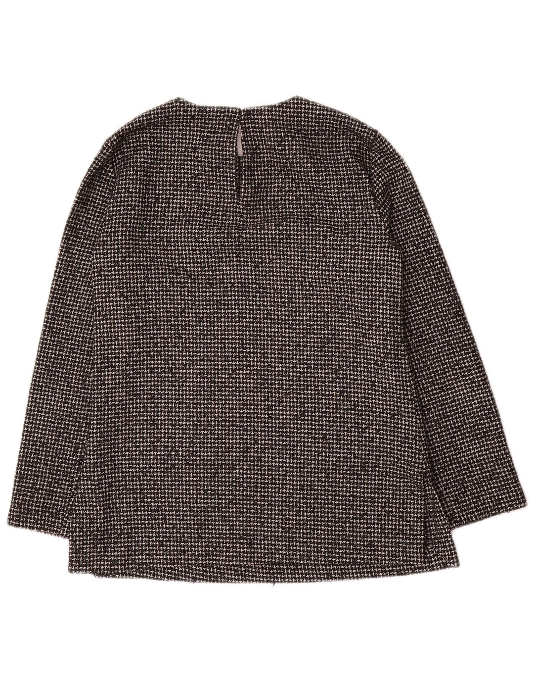 Zara blusa feminina manga comprida top UK 10 pequeno cinza houndstooth acrílico