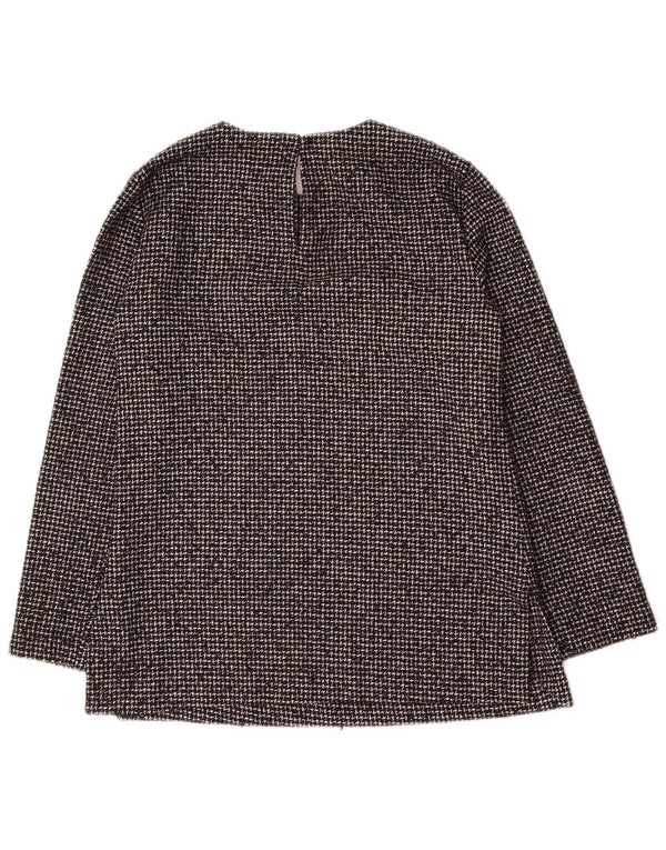 Zara blusa feminina manga comprida top UK 10 pequeno cinza houndstooth acrílico