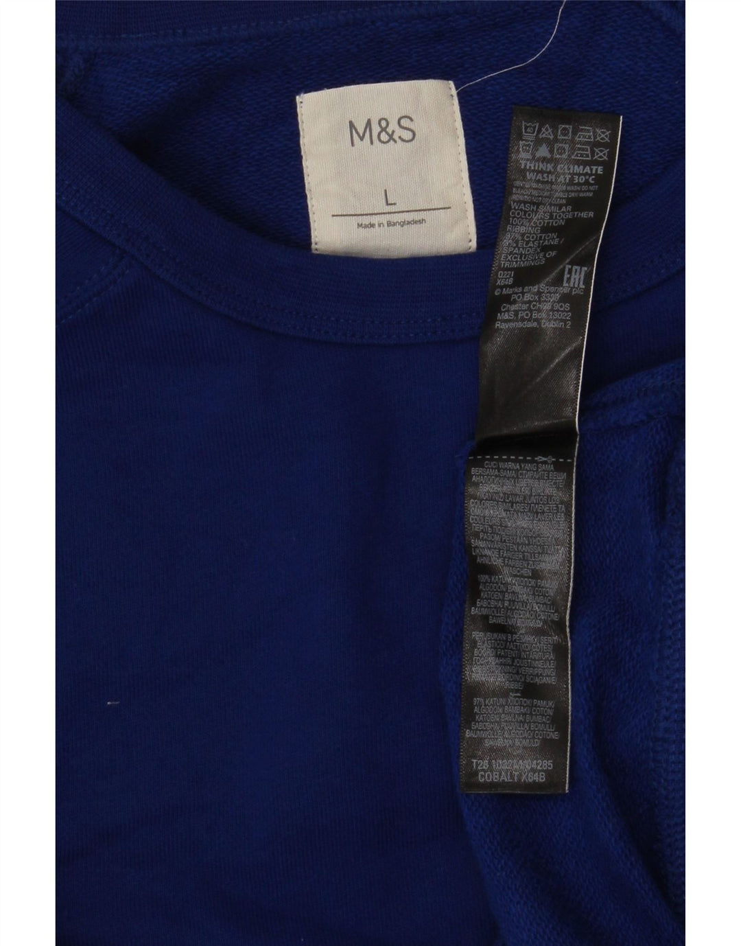 Suéter masculino Marks & Spencer grande algodão azul