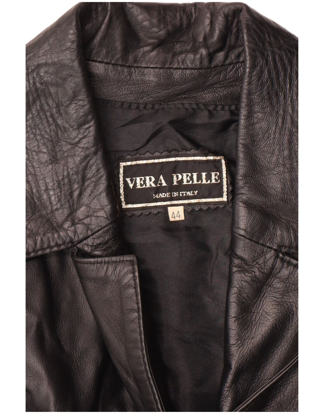 Colete feminino de couro VINTAGE IT 44 couro preto médio