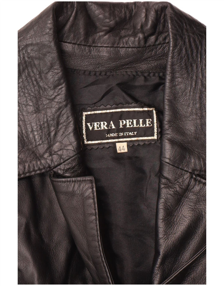 Colete feminino de couro VINTAGE IT 44 couro preto médio