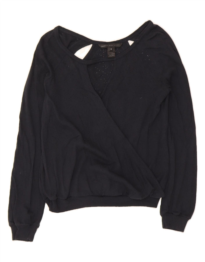 MARC JACOBS Womens Boat Neck Jumper Sweater UK 6 XS Navy Blue Cotton Vintage Marc Jacobs and Second-Hand Marc Jacobs from Messina Hembry 