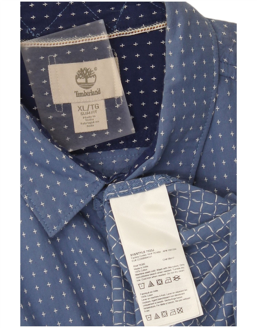 Camisa masculina Timberland Abstract Pattern Slim Fit XL azul algodão