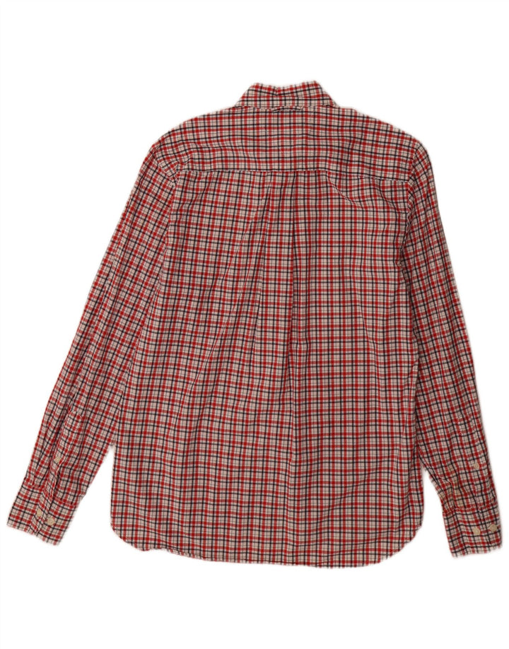 Camisa masculina Tommy Hilfiger Custom Fit pequena vermelha xadrez de algodão