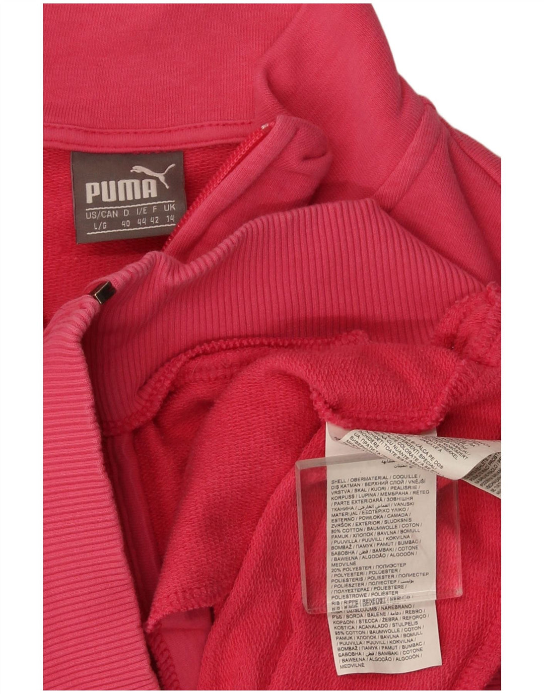 Puma Womens Tracksuit Top Jacket UK 14 Grande Algodão Rosa