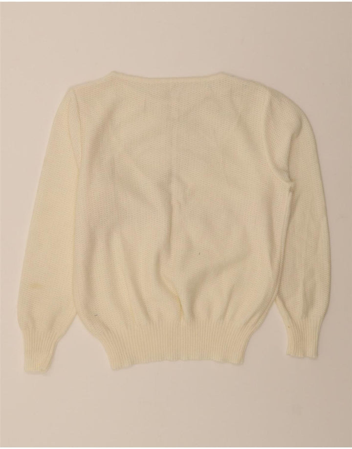 VINTAGE Womens Boat Neck Jumper Sweater UK 16 Large Off White Vintage Vintage and Second-Hand Vintage from Messina Hembry 