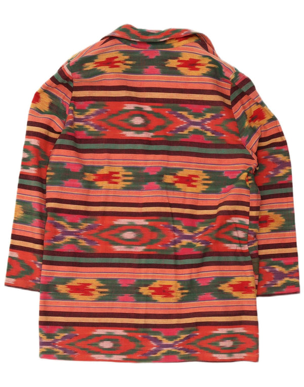 Jaqueta blazer vintage feminina com 2 botões Reino Unido 18 XL algodão Ikat multicolorido