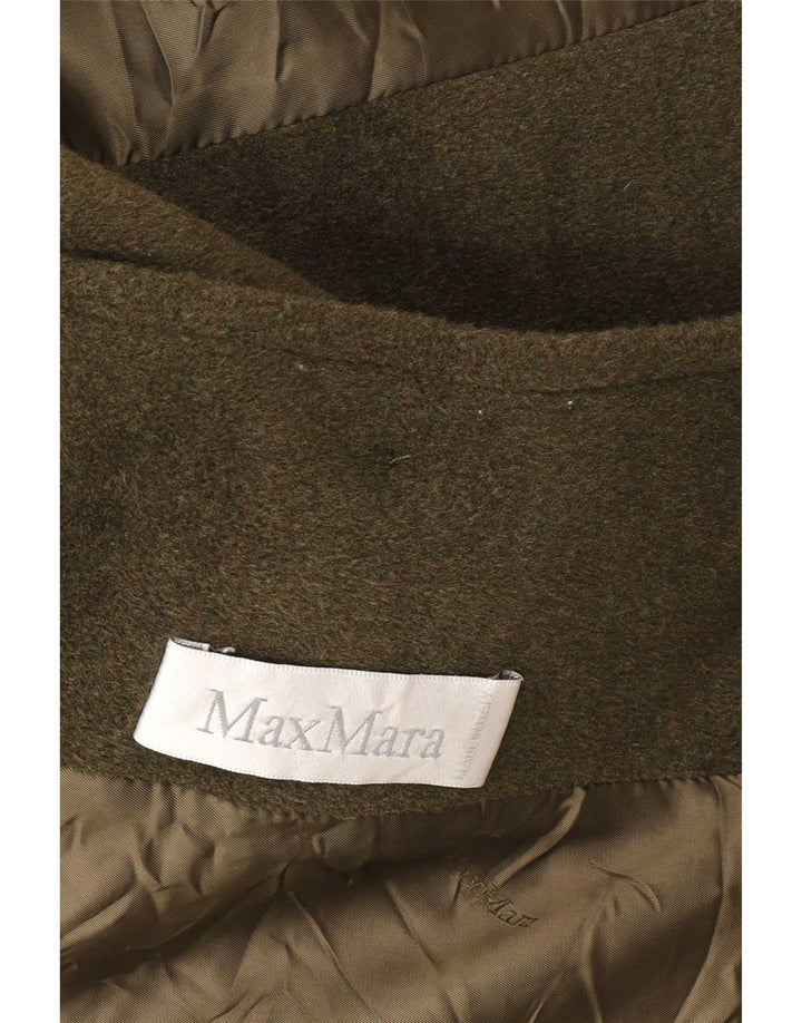 Sobretudo feminino Max Mara Reino Unido 12 lã virgem cáqui médio