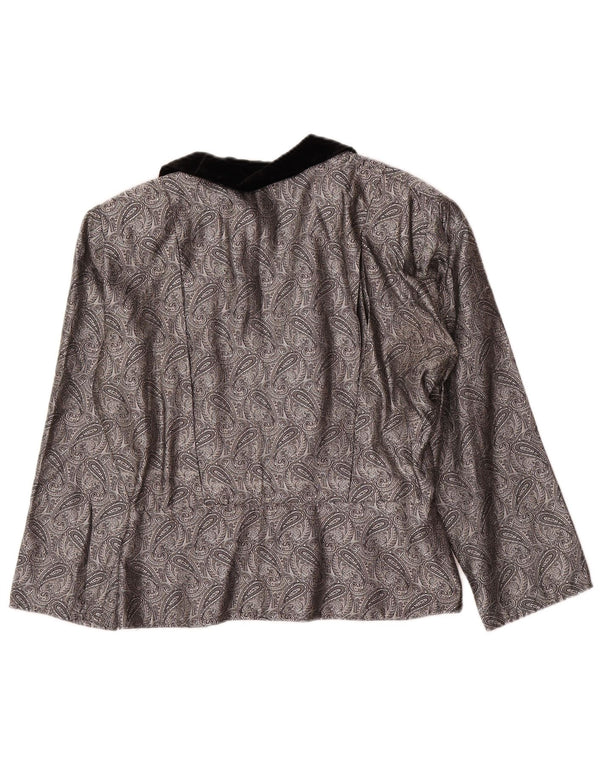 Cardigan feminino vintage IT 42 médio prata paisley seda