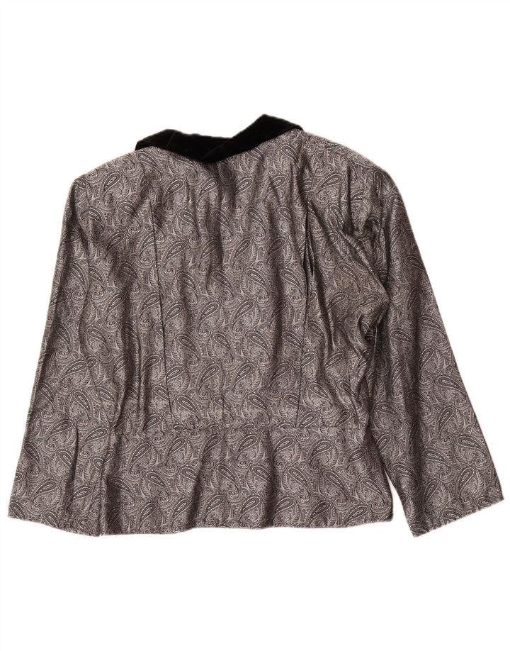 Cardigan feminino vintage IT 42 médio prata paisley seda