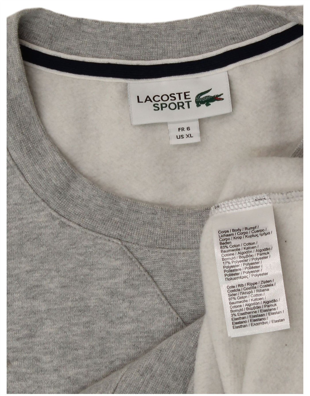 Lacoste moletom masculino tamanho 6 XL cinza algodão