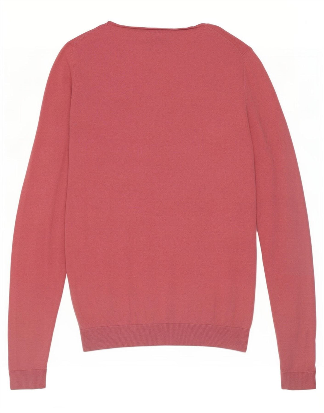 Suéter feminino Massimo Dutti com decote em V Reino Unido 12 seda rosa médio
