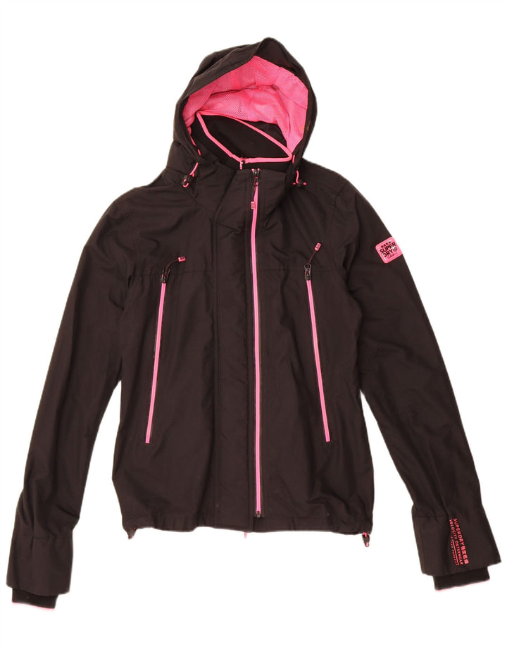 Jaqueta corta-vento feminina Superdry com capuz e capuz Reino Unido 12 médio preto