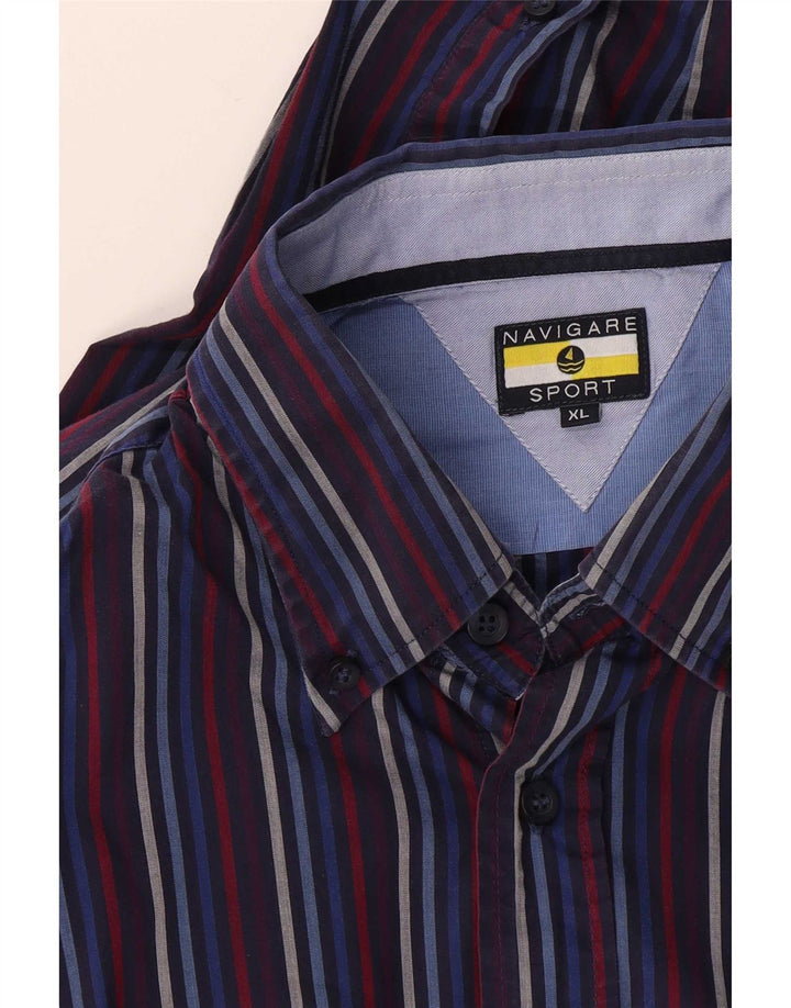 Camisa masculina Navigare XL azul marinho listrada