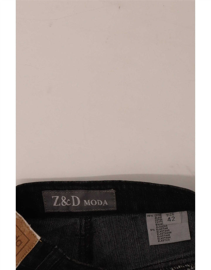 Jeans vintage feminino bootcut IT 42 médio W28 L30 cinza floral algodão