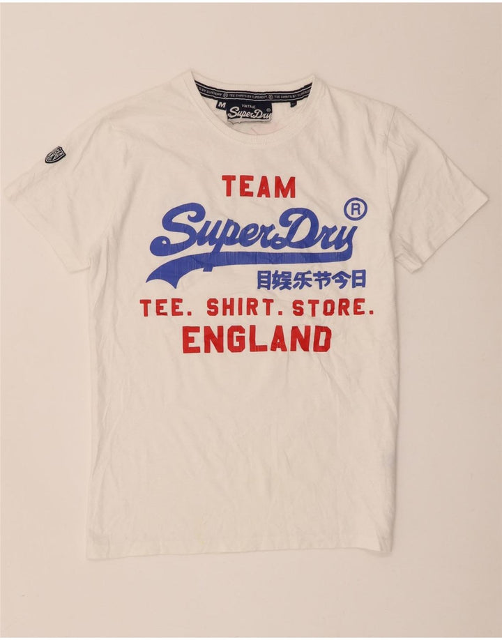 Camiseta gráfica masculina Superdry Top médio algodão branco