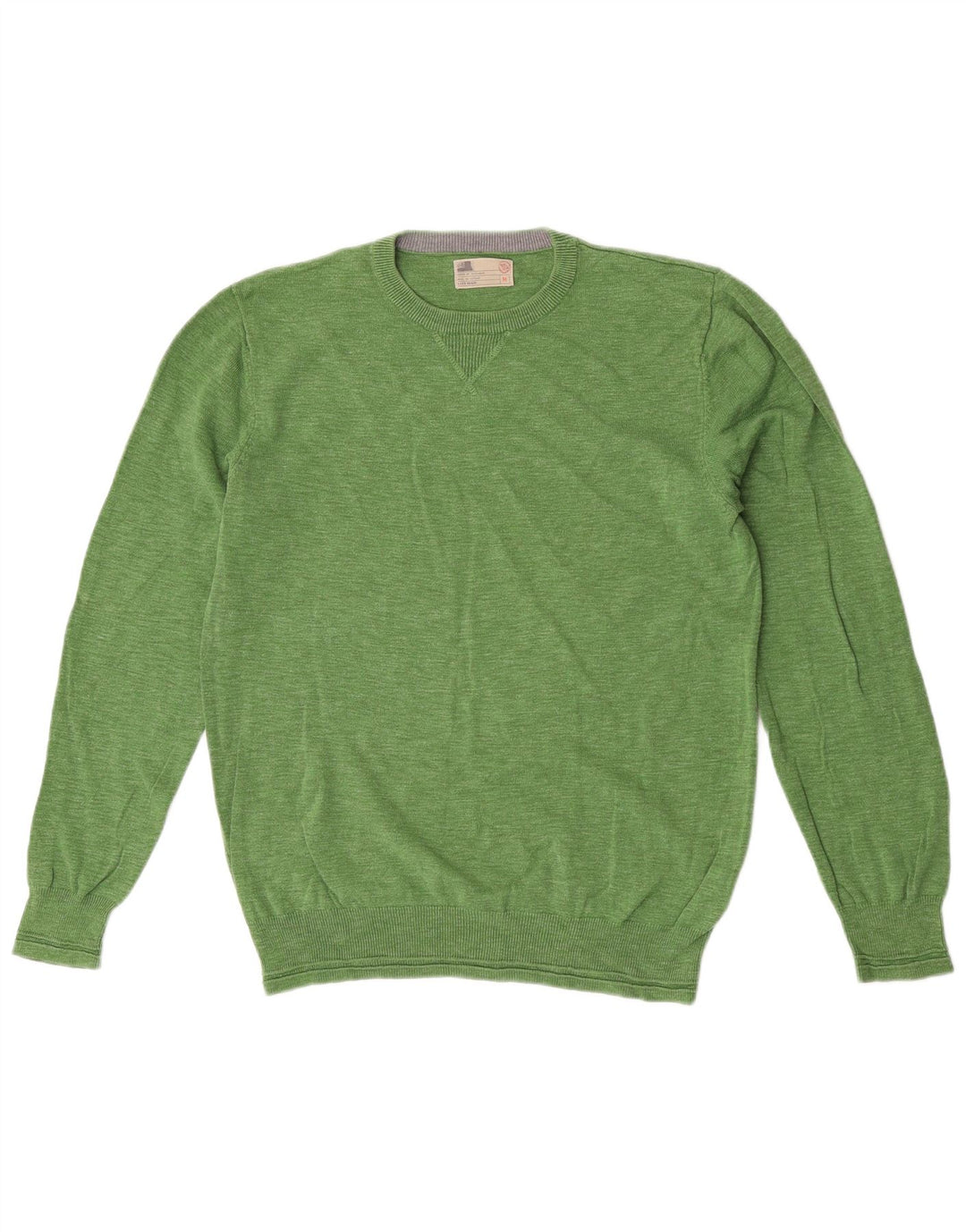Suéter masculino Marks & Spencer com decote em V, algodão verde médio