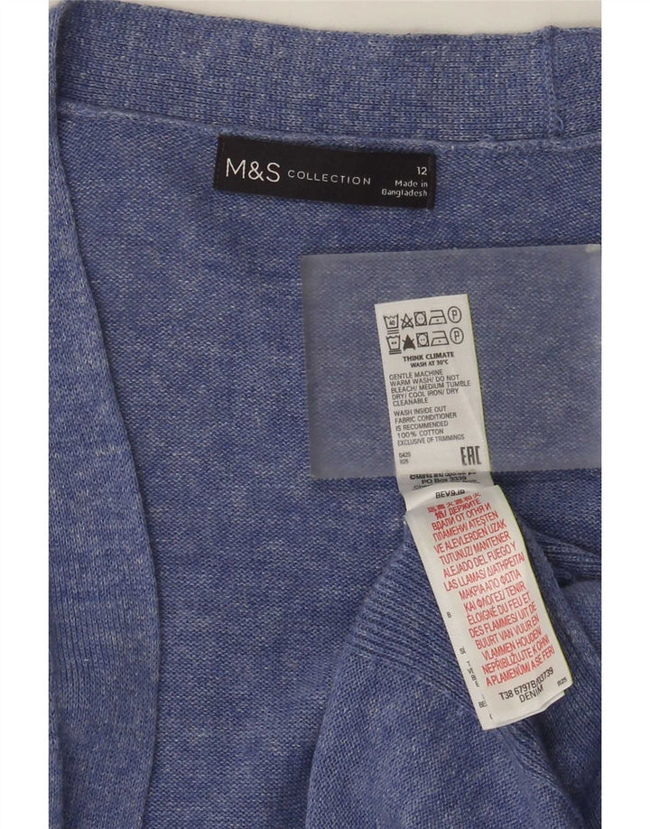 Suéter cardigã aberto feminino Marks & Spencer UK 12 médio azul manchado