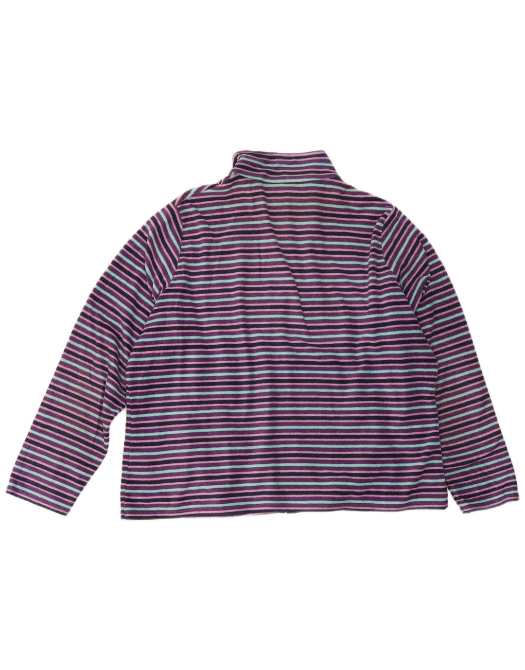 Jaqueta de lã feminina Marks & Spencer Reino Unido 22 2XL poliéster listrado roxo