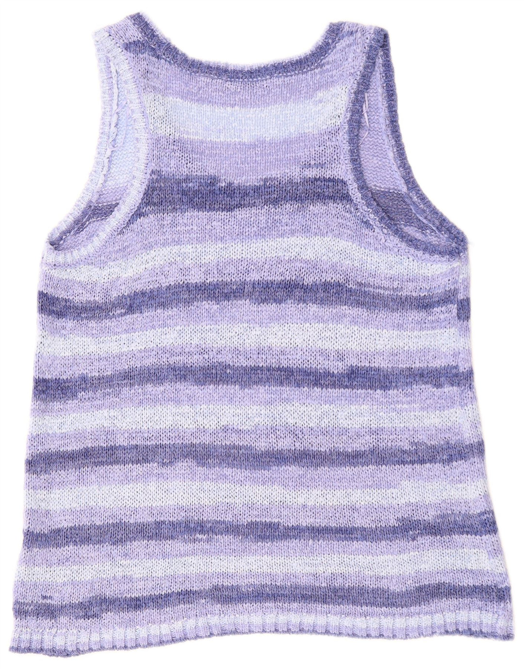 ZARA Womens Vest Tank Top UK 14 Acrílico Listrado Azul Médio