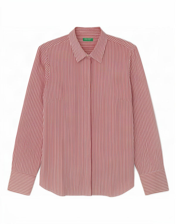 Camisa feminina Benetton UK 14 listra vermelha grande