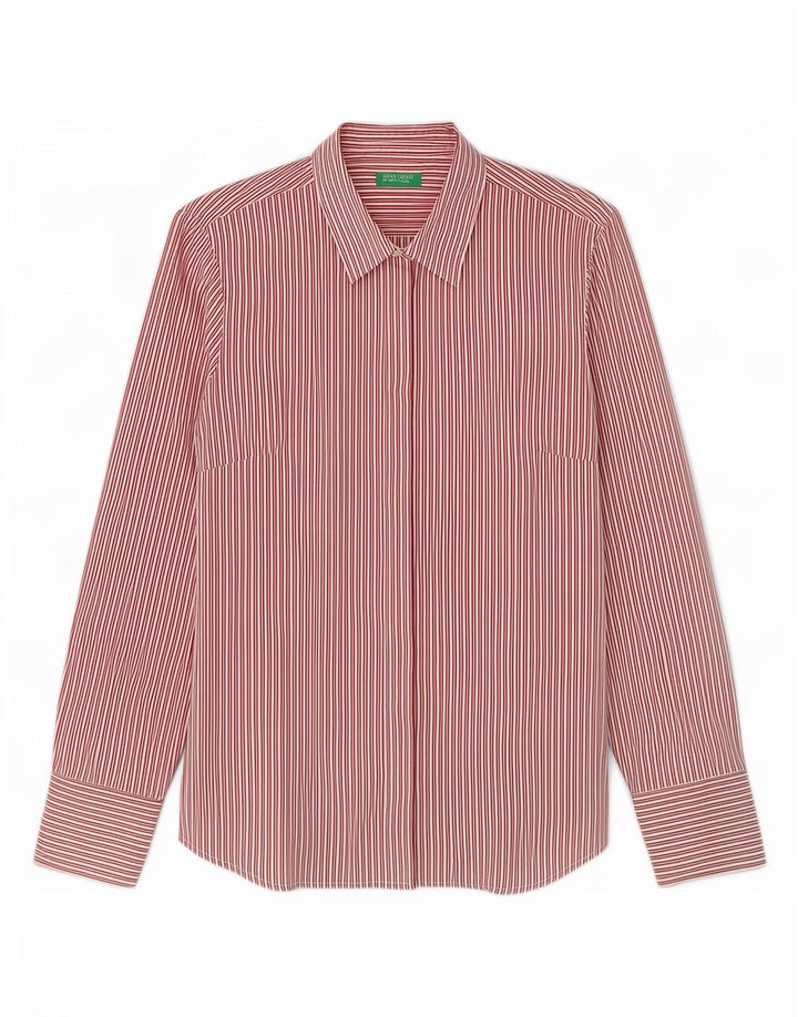 Camisa feminina Benetton UK 14 listra vermelha grande