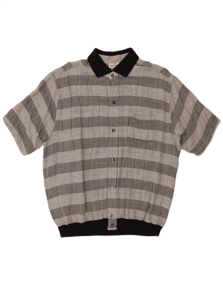 Camisa masculina de manga curta MALAGRIDA XL cinza xadrez algodão