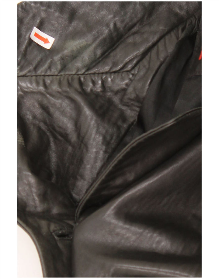 Jaqueta blazer feminina de couro com 3 botões MAURITIUS Reino Unido 18 XL couro preto