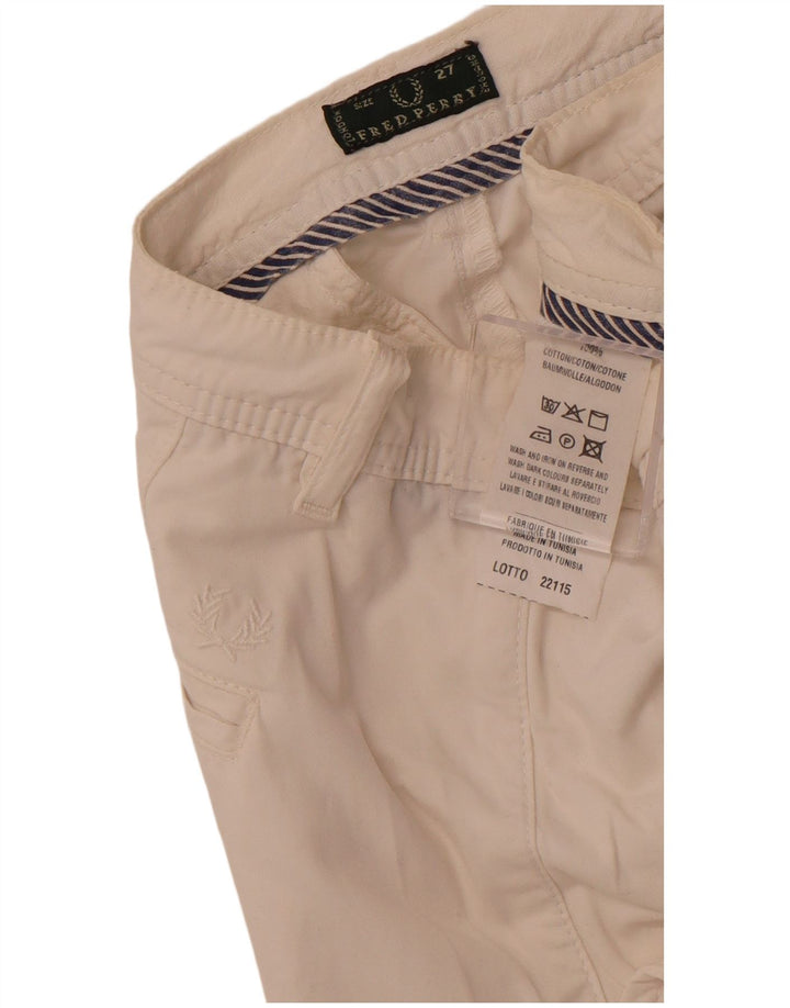 FRED PERRY Shorts Chino feminino W27 pequeno algodão branco