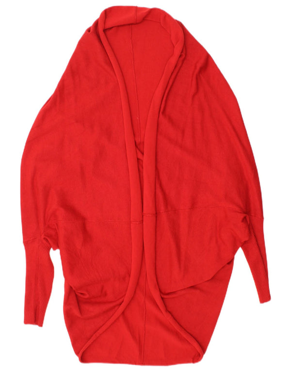 Zara Suéter feminino oversized longline aberto cardigan Reino Unido 14 médio vermelho