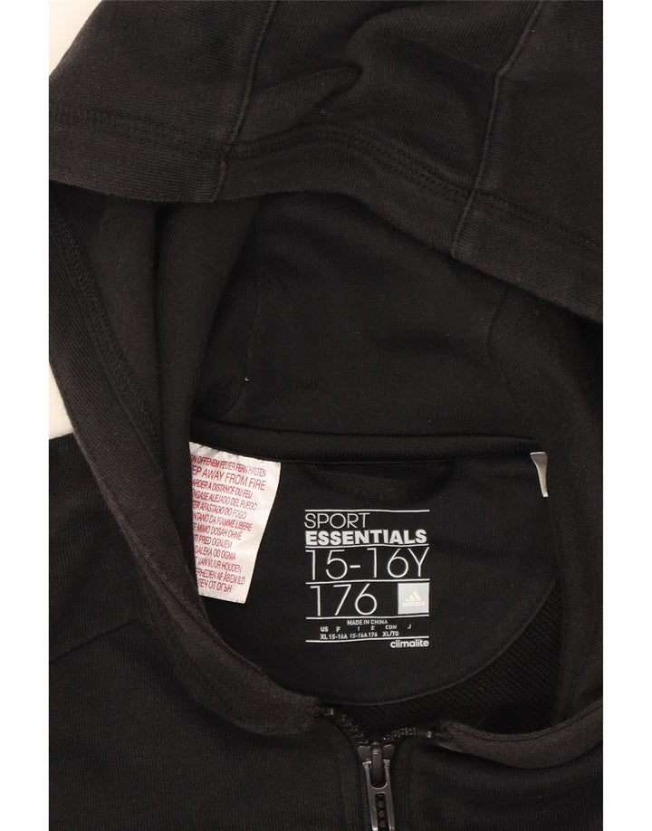 ADIDAS Boys Climalite Zip Hoodie Sweater 15-16 Years Black Cotton Vintage Adidas and Second-Hand Adidas from Messina Hembry 