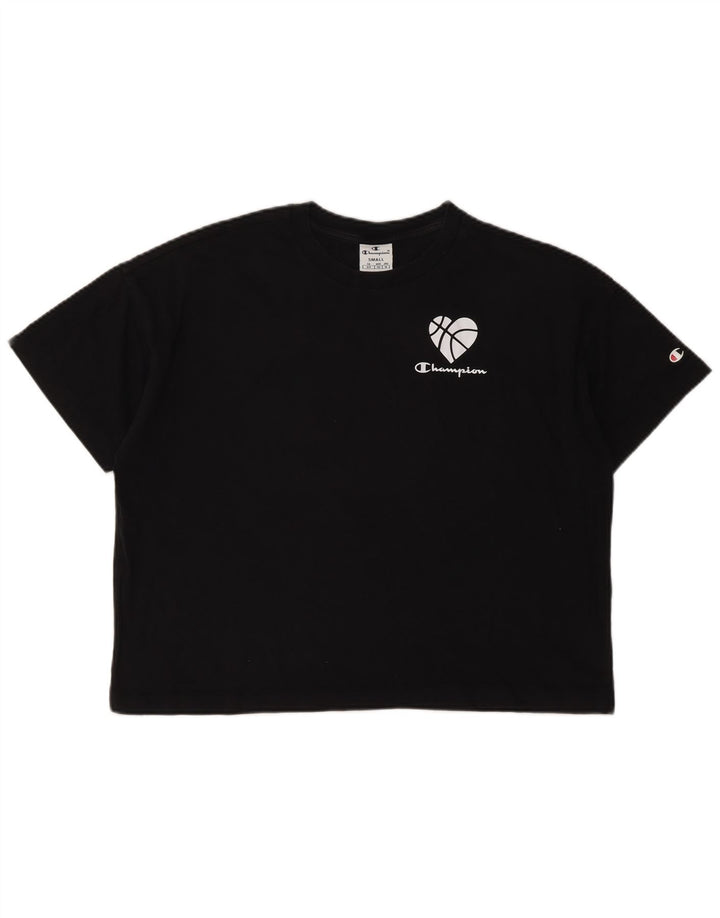 Camiseta feminina CHAMPION com estampa oversized UK 10 pequena preta