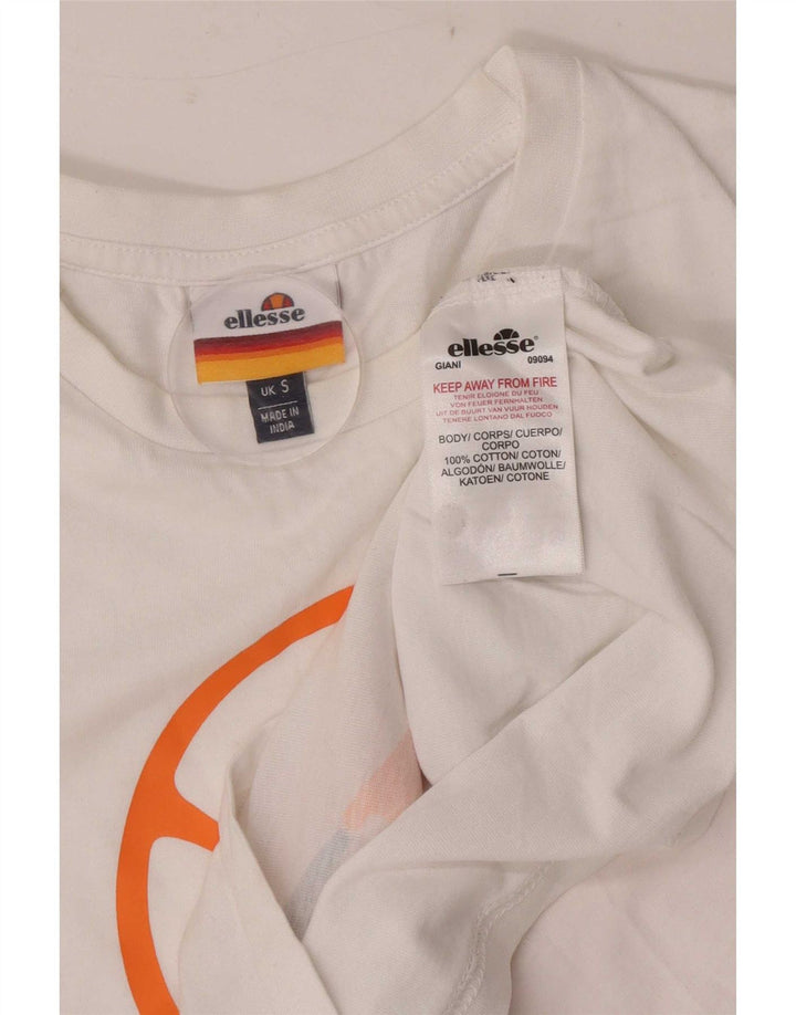 Camiseta masculina Ellesse com estampa gráfica pequena de algodão branco
