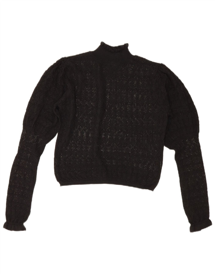 Zara Suéter feminino transparente com gola tartaruga Reino Unido 12 médio preto