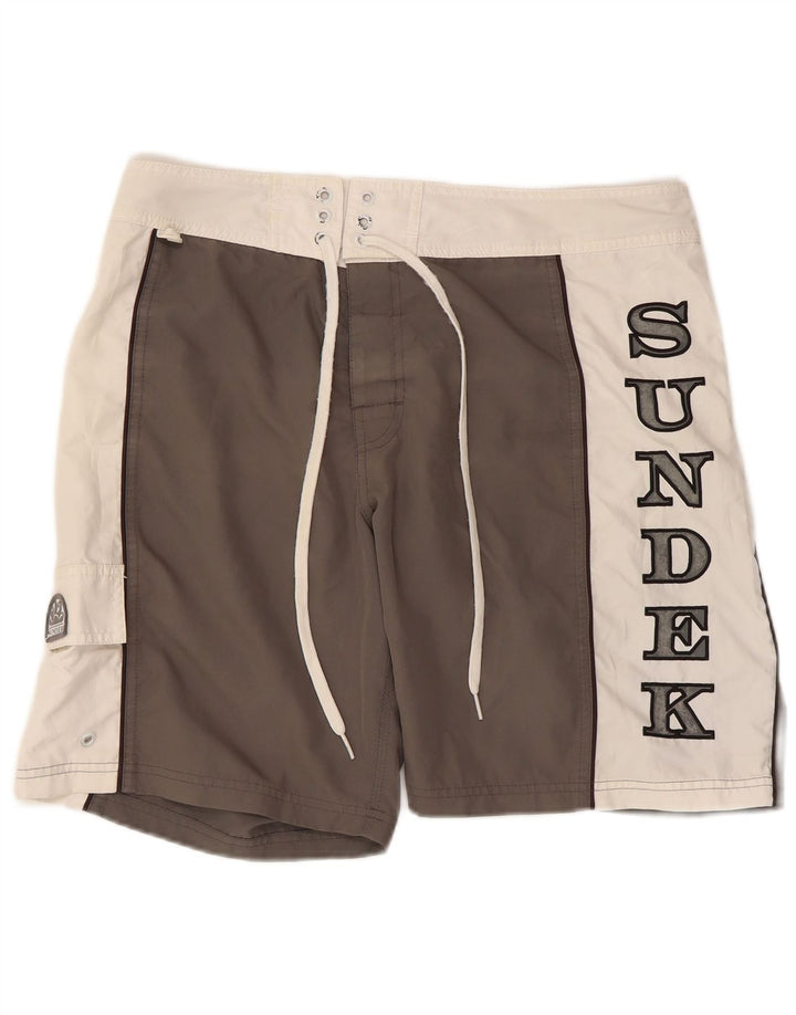 Shorts de natação masculino Sundek gráfico cinza médio bloco colorido