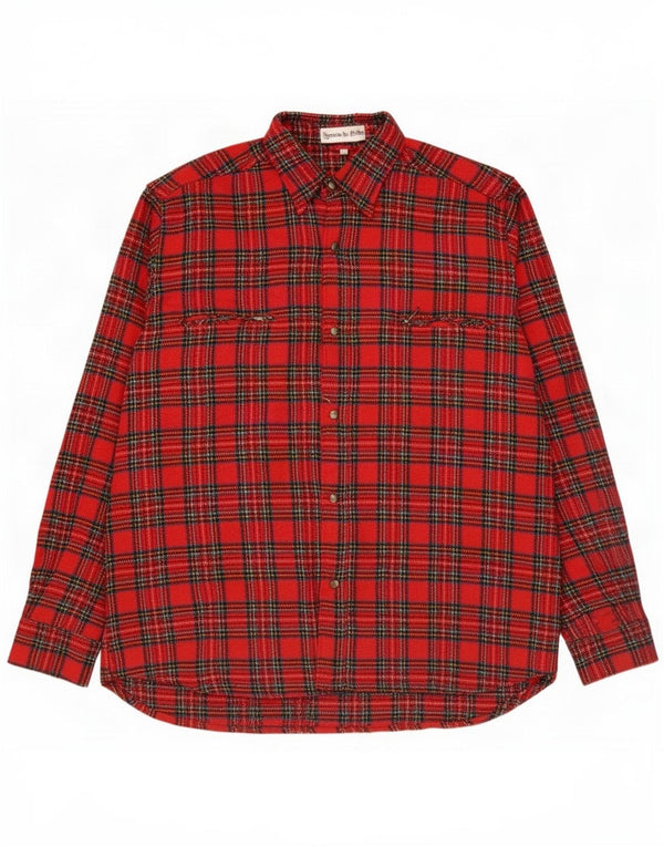 Camiseta masculina vintage tamanho 43 acrílico xadrez vermelho grande