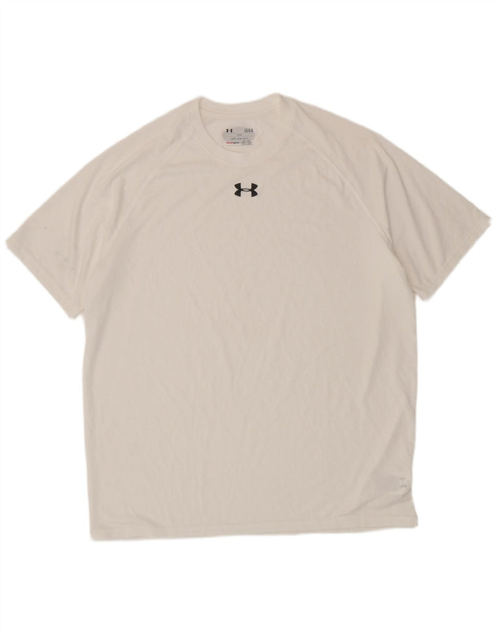 Camiseta masculina Under ARMOR Heat Gear grande poliéster branco