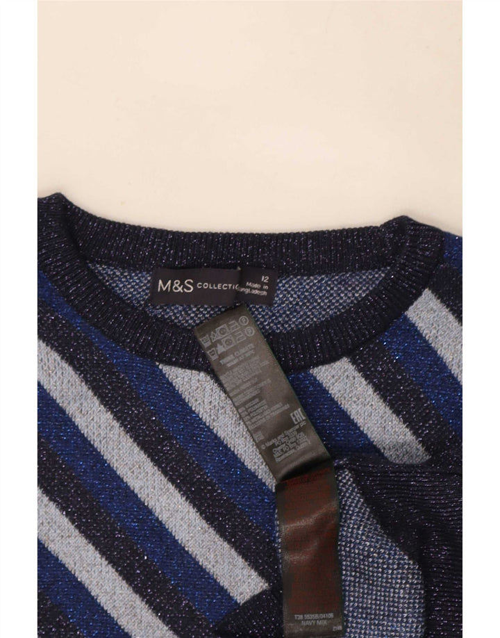 Suéter feminino Marks & Spencer com gola canoa Reino Unido 12 médio azul marinho