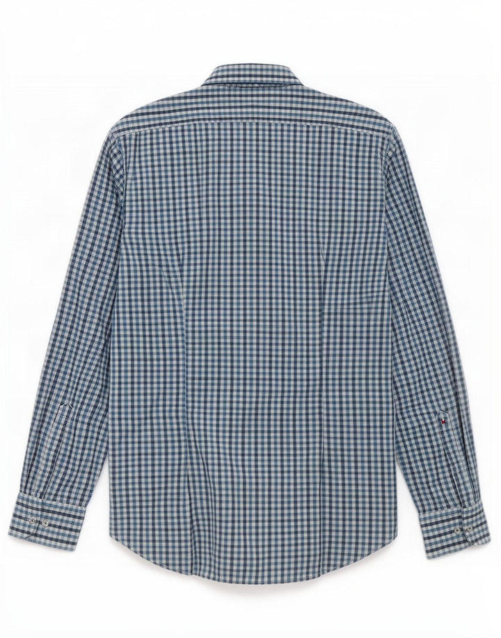 Tommy Hilfiger camisa masculina sob medida tamanho 39 15 1/2 médio azul guingão