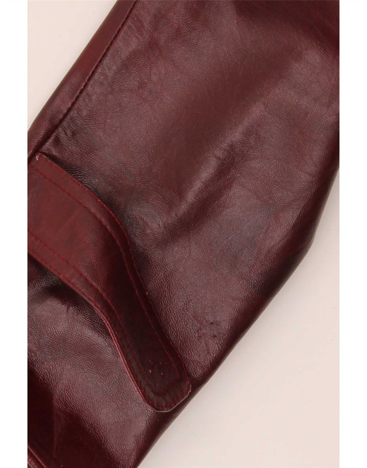 Jaqueta de couro feminina vintage Reino Unido 26 5XL Borgonha