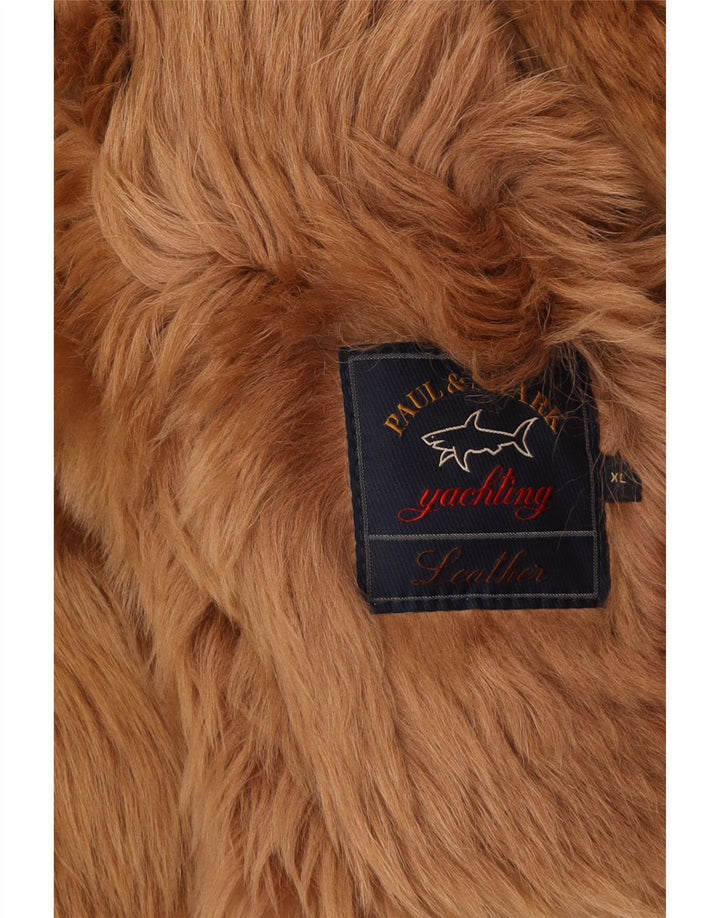 Jaqueta feminina de camurça PAUL & SHARK Reino Unido 18 XL couro bege