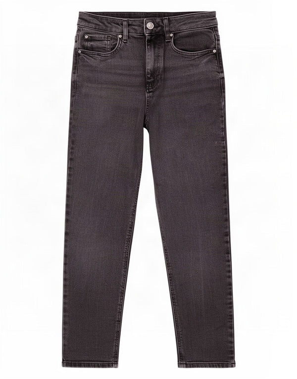 Calça jeans feminina Marks & Spencer Mom Tapered Reino Unido 8 pequena W26 L25 preta