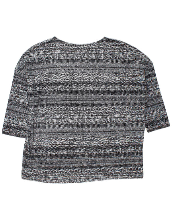 Marks & Spencer Top feminino oversized manga 3/4 Reino Unido 18 XL listrado cinza