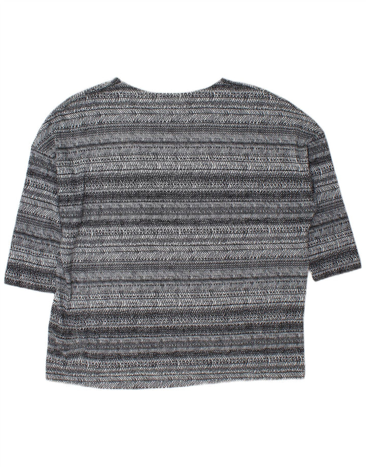 Marks & Spencer Top feminino oversized manga 3/4 Reino Unido 18 XL listrado cinza