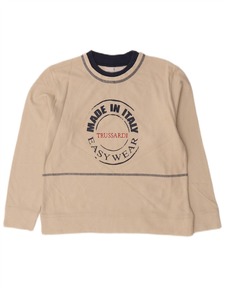 Trussardi Junior Boys Moletom Gráfico Jumper 9-10 Anos Off Branco Algodão