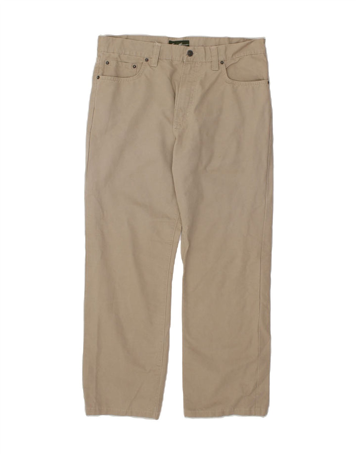 EDDIE BAUER Mens Straight Casual Trousers W35 L29 Beige Cotton Vintage Eddie Bauer and Second-Hand Eddie Bauer from Messina Hembry 