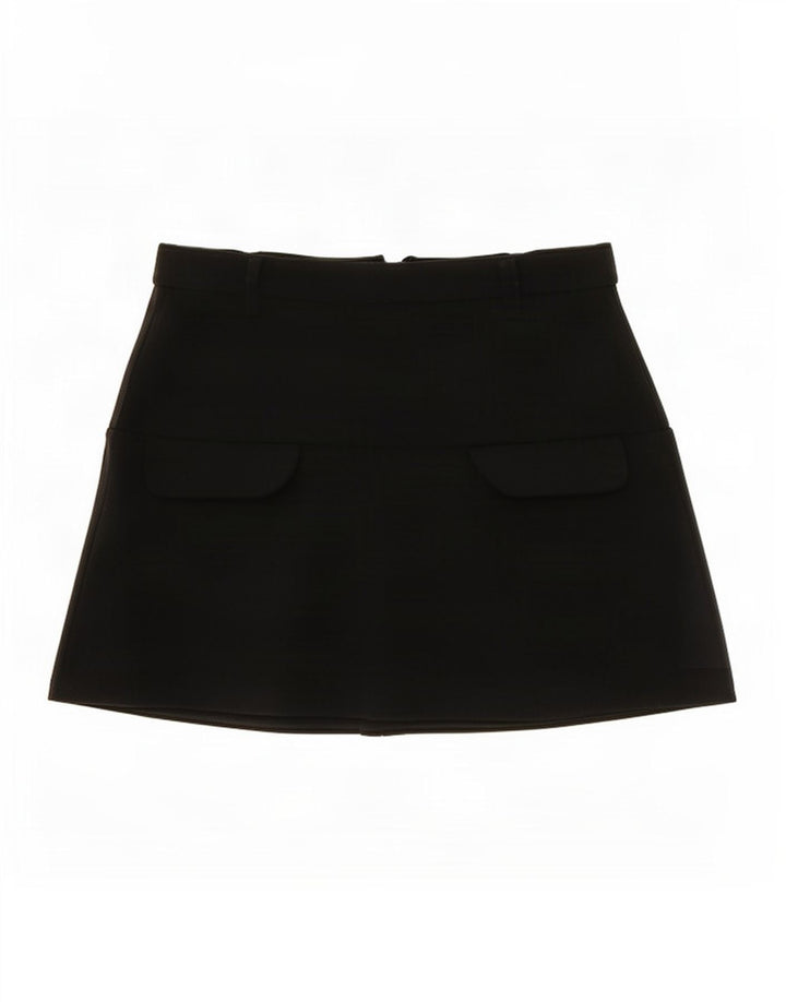 Mini saia cargo feminina Zara médio W28 poliéster preto