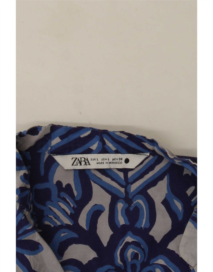 Blusa feminina Zara Top UK 16 grande cinza floral