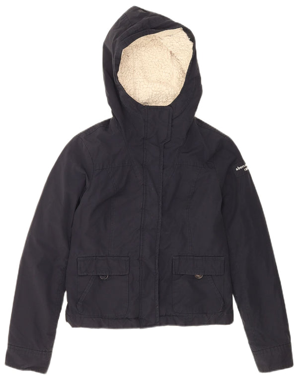 Jaqueta bomber com capuz para meninas ABERCROMBIE & FITCH 11-12 anos grande azul marinho