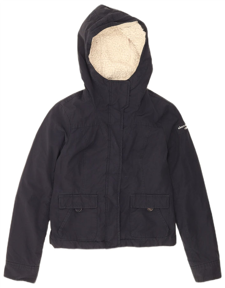 Jaqueta bomber com capuz para meninas ABERCROMBIE & FITCH 11-12 anos grande azul marinho